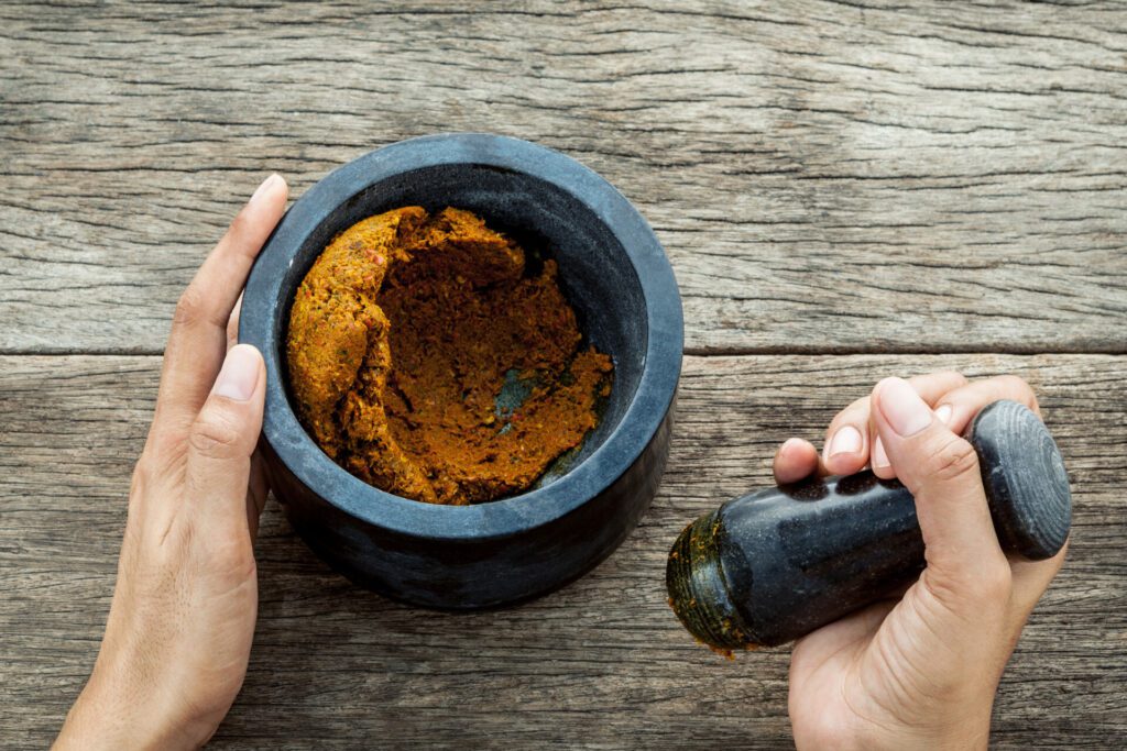  pestle with mortar and spice paste