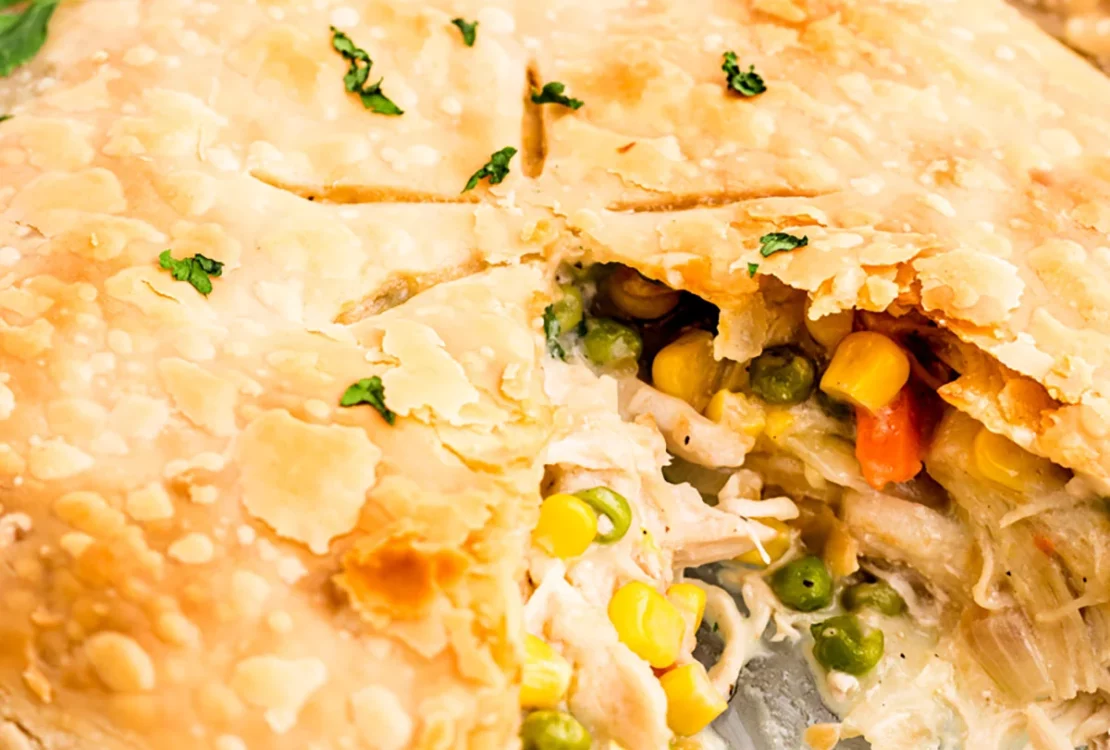 easy chicken pot pie recipe - pie cut